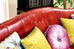 6 Seater Royal Classic Wooden Frame Living Room Red Leather Sofa Set