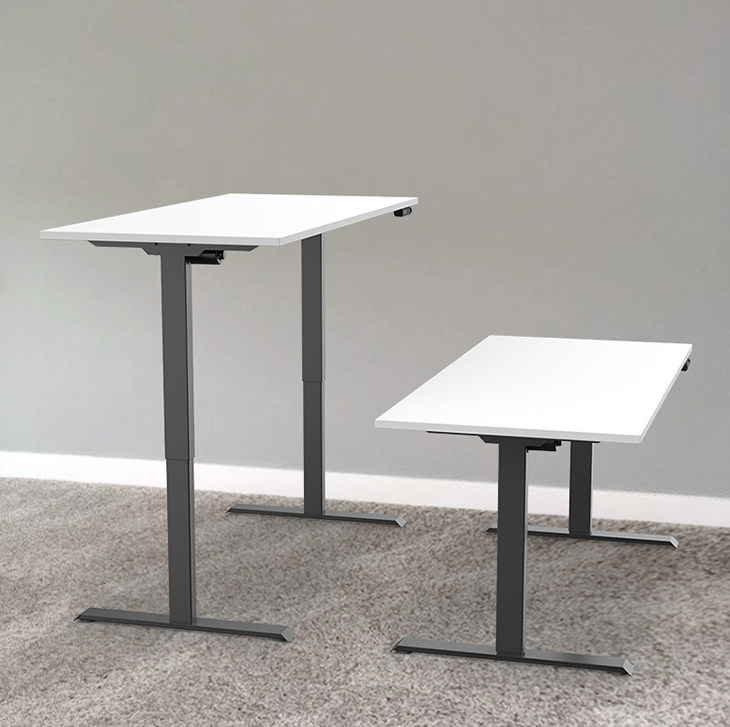 Modern Study Boss Desk Electric Height Adjustable with Lift Top and White Wooden Design