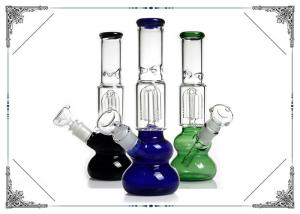 China Borosilicate Glass Water Pipe 4 Arms Tree Percolator Double Colorful Round Base factory
