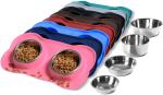 Active Pets Dog Bowl Set Stainless Steel No Spill Mess-Proof Food & Water Dog