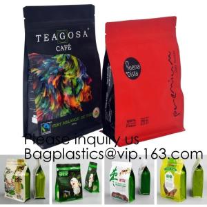 China Biodegradable Stand Up Pouch With Zipper For Apparel,Custom printed flat bottom box pouch 1kg coffee bag with degassing factory