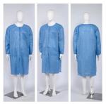 White Blue Spunbounded Polypropylene PP Disposable Full Length Lab Coat with