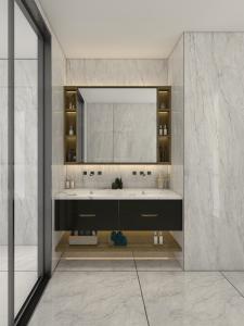 China Luxury Stainless Steel Bathroom Vanity Cabinet Sleek Design &amp; Durability Redefined factory