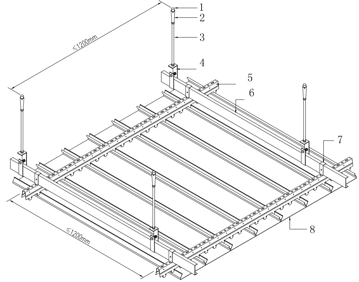 500mm Width Aluminum Metal Ceiling Waterproof S Strip