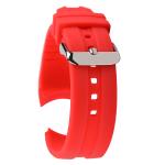 Stylish Silicone Rubber Watch Band Red Color Curved End Wristband 24mm