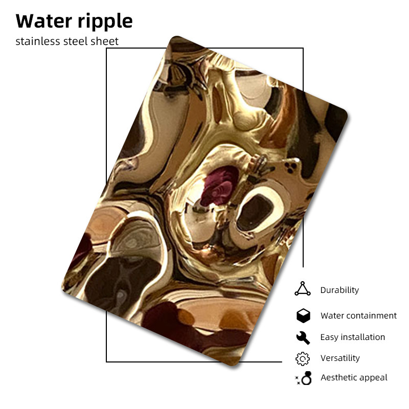 ASTM Decorative Stainless Steel Plate Wall Panel Corrugated Hammered Water Ripple Steel Sheet