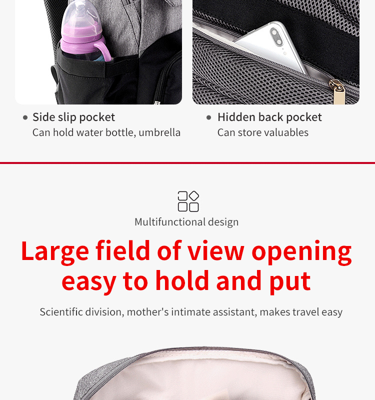 ISO9001 Fashion Mummy Maternity Nappy Diaper Bag Backpack With USB