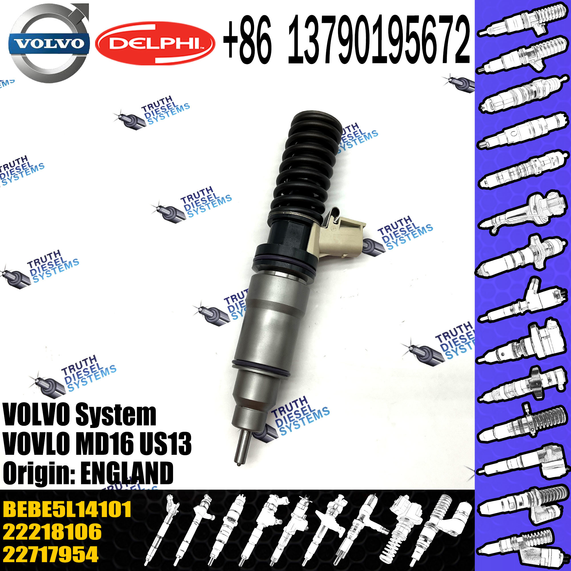 Diesel Fuel Injector 22218106 BEBE5L14001 BEBE5L12001 BEBE5L14101 2271795 E3.5 for VOLV MD16 US14 GREENHOUSE GAS