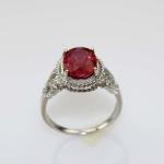 Gemstone Jewelry 8mmx10mm Ruby Cubic Zirconia 925 Silver Ring (R74)