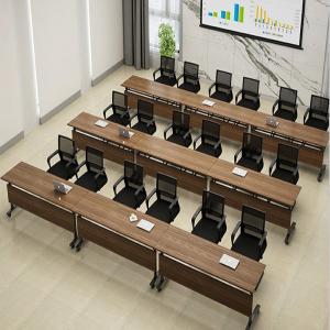 China Wooden Classroom Training Room Desks / Foldable Conference Table Tops With Wheels factory