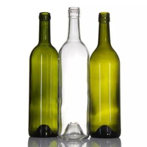 China 410g Antique Green Bordeaux Bottle 750ml Glass Grape Wine Bottles with Collar Material factory