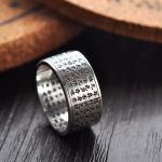 Wmoen's Men's Band Ring Sterling Silver Chinese Words Vintage Silver Ring