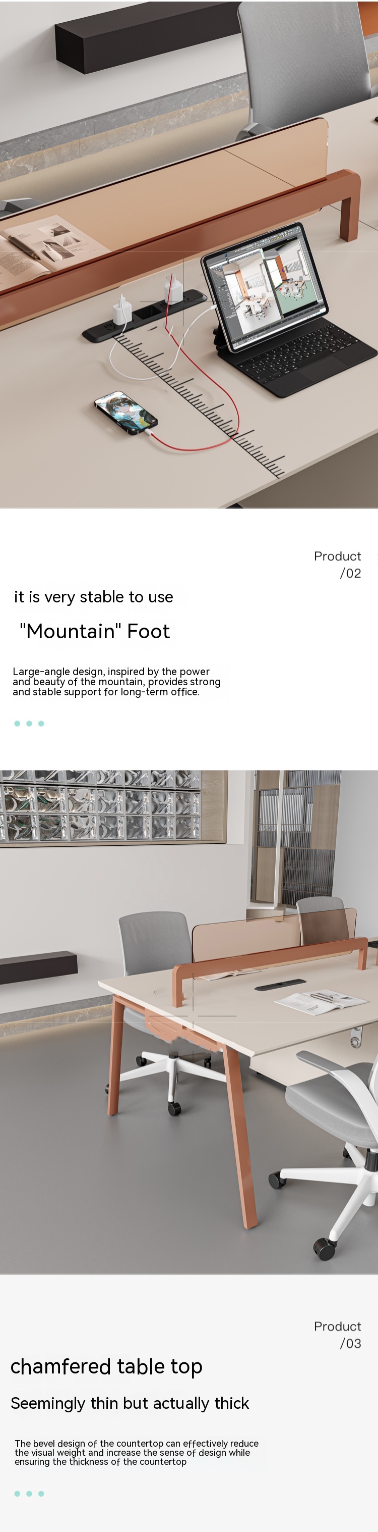 Staff Office Desk and Chair Combination Table Modern Design for Six People in Commercial