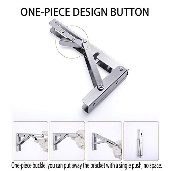 Black Stainless Steel 12 Inch Folding Bench Shelf Bracket Custom Materials for Table