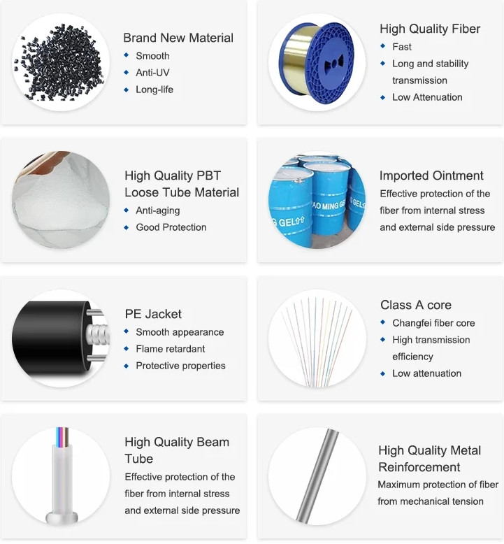 2-144 Core Armoured Optical Fiber Cable GYTA Stranded Loose Tube For Aerial Duct