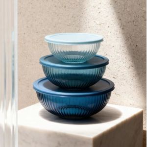 China Borosilicate Glass Mixing Bowl 500ml-3500ml with PE Lid factory