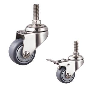China 40mm 66LBS Anticorrosive Threaded Stem TPR Caster Light Duty 304 Stainless Steel Swivel factory
