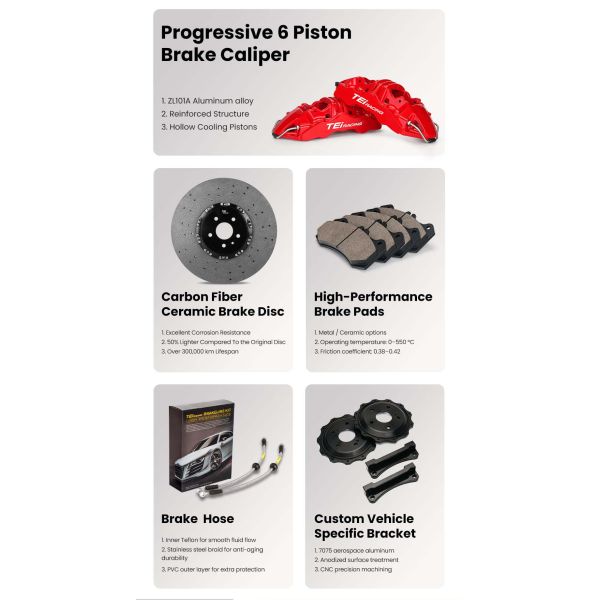 TEI S60 Plus 6 Piston Brake Caliper Big Brake Upgrade R19 R20 R21 Car Wheel Front Car Brake Kit for BMW X5 E53 E70 F15 G05