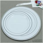 Disposable Dinner Plate White With Silver Florence Design Elegant Disposable