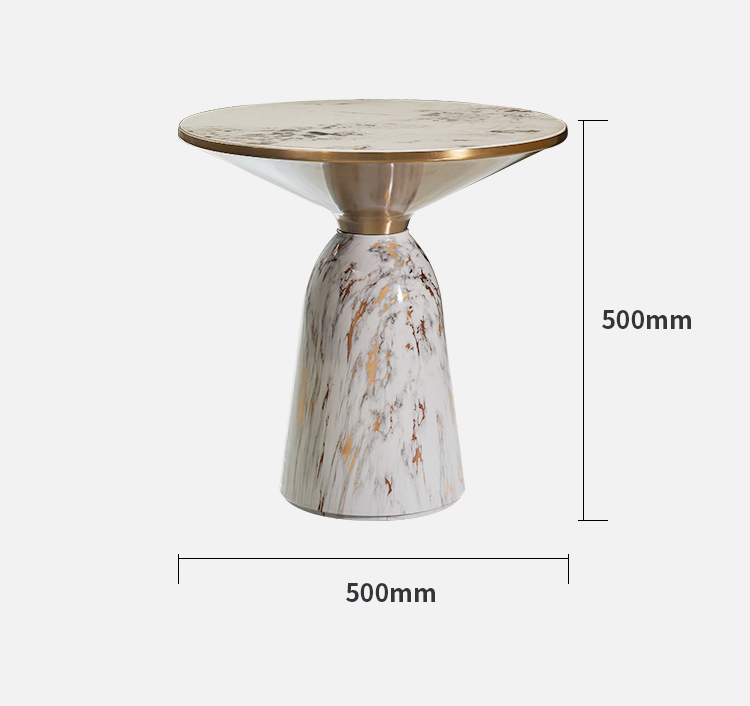 Stainless Steel White Marble Top Circular Coffee Table 50*50