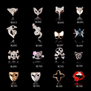 China Hot NEW Wholesale Alloy Jewelry 3D Nail Art Jewelry Nail rhinestones Sticker Supplier Number ML692-706 factory