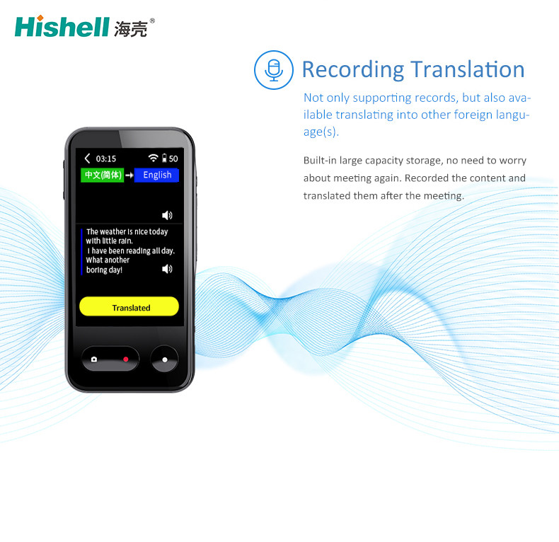 Ultraportable Electronic Voice Translator , 4G Sim Card Handheld Instant Translator