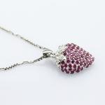 925 Sterling Silver Created Garnet Strawberry Pendant Necklace (P31)