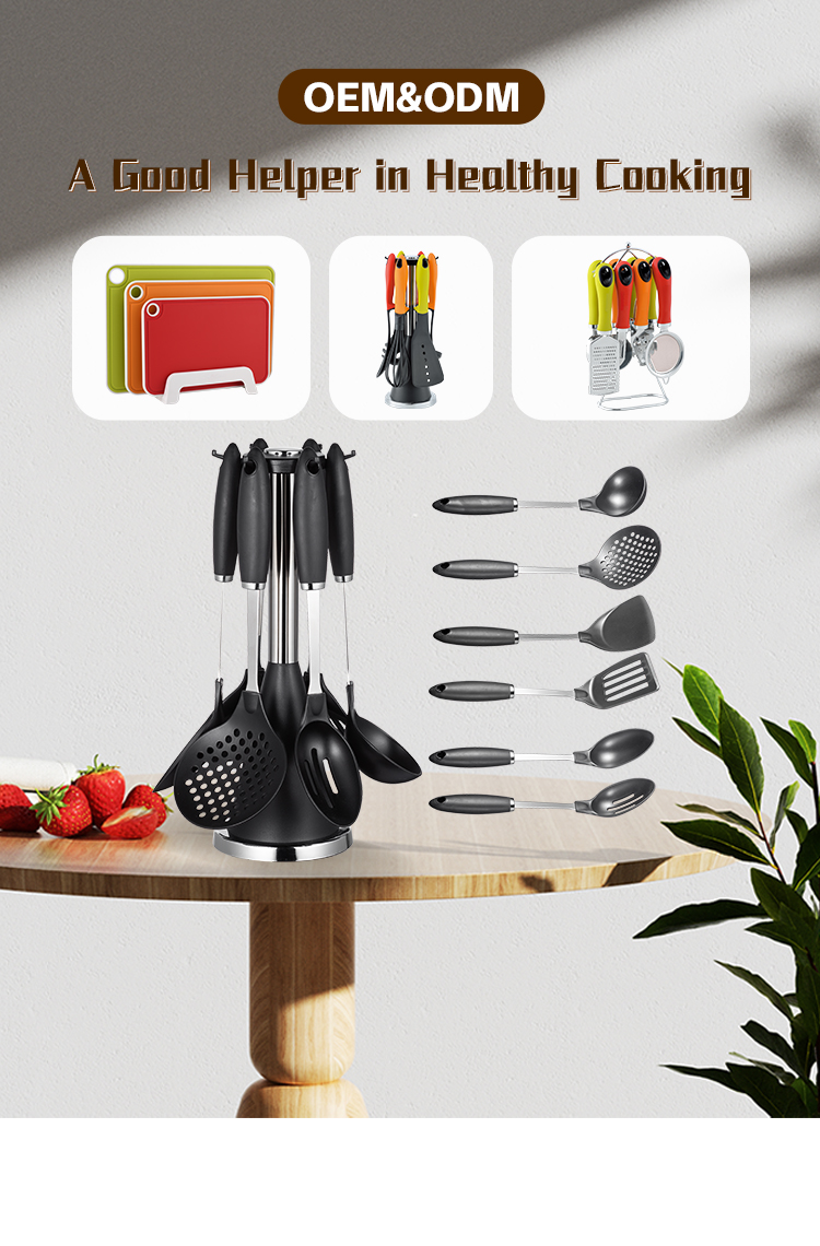 TPR Handle Stainless Steel Kitchen Utensils Spoons for Home and Kitchen Accessories
