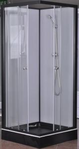 China Popular Bathroom Glass Shower Cabins 800 X 800 With Square Black ABS Tray factory