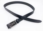 Black Genuine Leather Mens Automatic Buckle Belt 3.5cm Width Sleek Surface