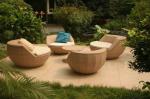 Hand-Woven Brown Cane Obelisk Chair Set For Living Room / Balcony