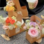 Rigid Boxes Dekun Recyclable Kraft Fresh Flowers Coffee Paper Tray Gift Box With