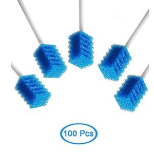 China Disposable Oral Swab for Mouth Cleaning Sponge Swabs-Blue 100 Counts factory