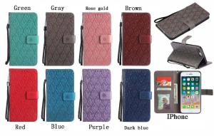 China iPhone Leather Protective Case with Flower Embossed Pattern factory