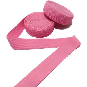 Pink Herringbone Webbing Polyester Elastic Band 3.5cm Width