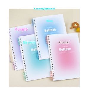 China Gradient Leather Loose-Leaf A4 Notebook 60 Detachable Students Book with 20 &amp; 26 Holes High Color Value Light Horizontal Printed factory
