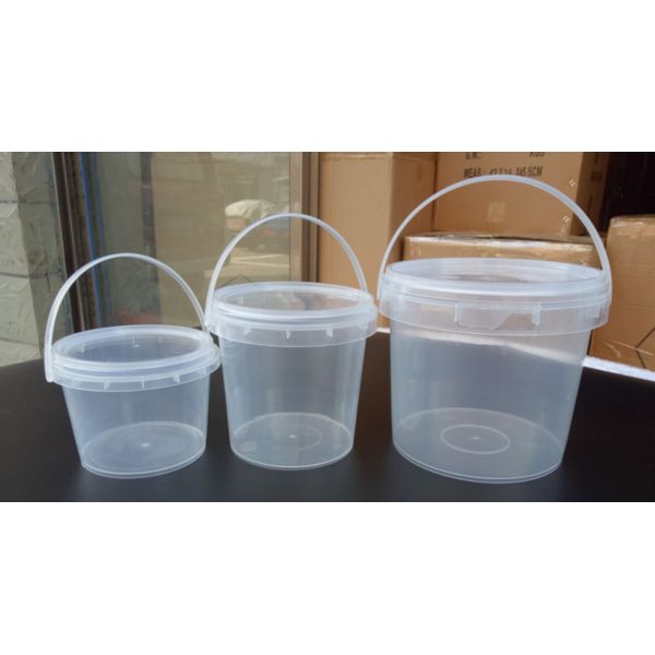 Smooth Surface Transparent Plastic Bucket with IML / Thermal Transfer / Screen
