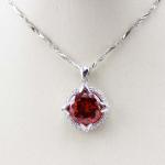 Women Jewelry 12mm Round Amethyst Cubic Zircon Charm Pendant Necklace (P17)