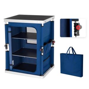 China General Outdoor Furniture Camping Foldable Cooking Table with Storage Organizer Cabinet factory