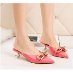 8001-2 Korean Fashion Pointed Shallow Mouth High Heels Metal Buckle Thin Sexy