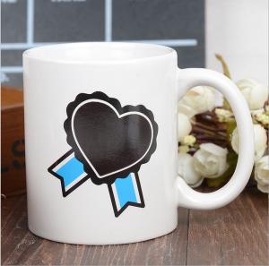 China Heart Morph Eco Friendly Mugs , Heating Color Change Magic Mug Printing factory