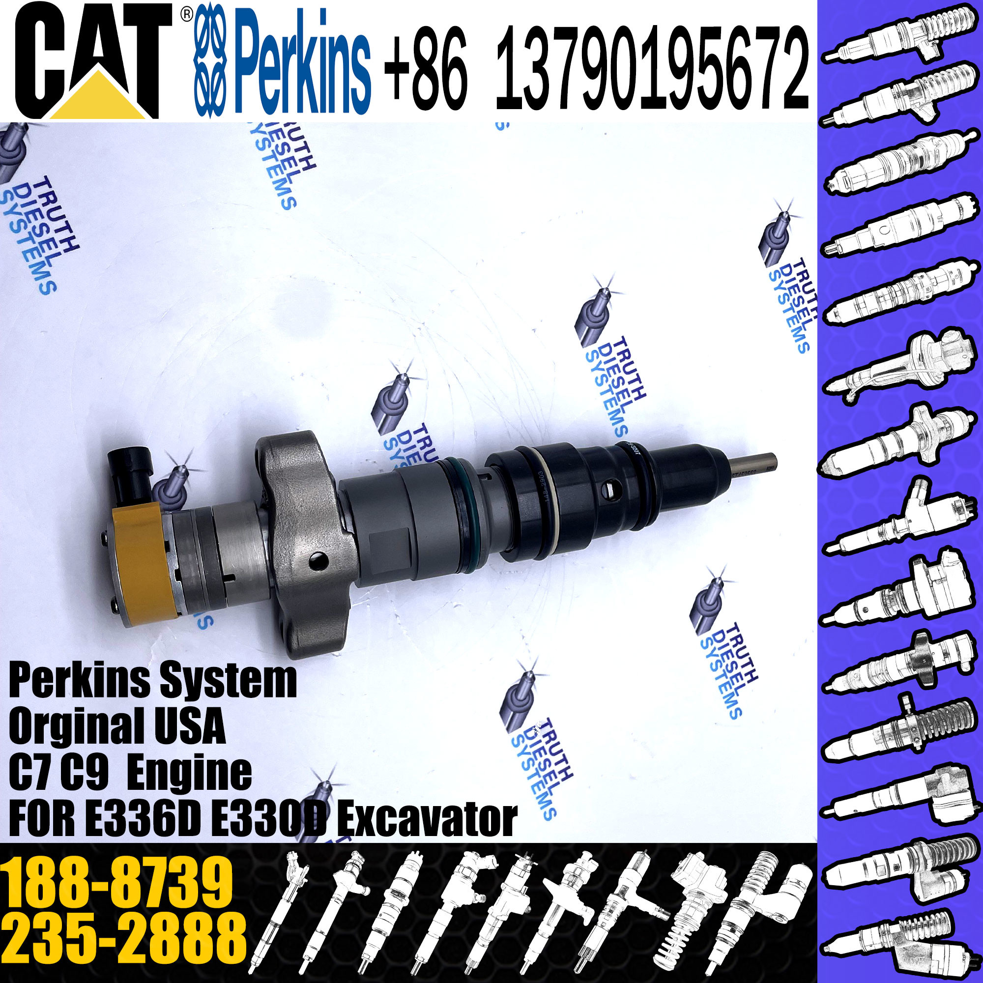 Mechanical Engine Parts C-9 Fuel Injector 235-2888 188-8739 For Caterpillar Mechanical D6R 627G 637G 973G