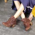S094 New Martin boots retro leather handmade bowknot fashion wedge heel ladies