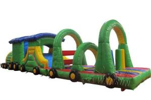 China Train Style Inflatable Sports Games , Outdoor Blow Up Obstacle Course factory