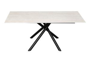 China 1800*900mm Ceramic Material Dining Table With Fixed Type Black Metal Leg factory