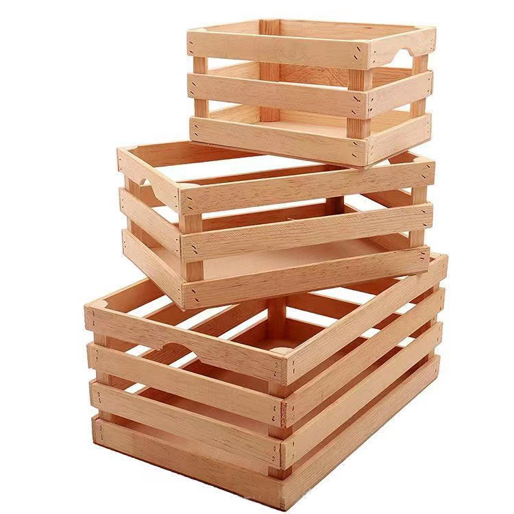 Pine Wood Crates for storage wooden storage box wooden vegetable storage crate