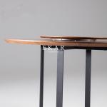 Wooden Walnut Metal Legs Round Dining Table With Rotating Centre