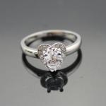 Women Jewelry 925 Silver 6mm Round Cubic Zirconia Heart Engagement Ring (F33)