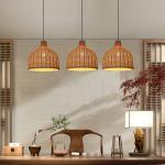 Bamboo Rattan Pendant Lights Round Shape For Indoor Lighting