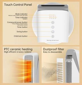 China Waterproof Mini Fan Heater Personal Warm Appliance With 1-4h Timer factory